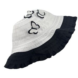 New Gymboree Baby Girl Summer Cap 12-24 mos. Blk/White‎ Butterflies Floppy Hat